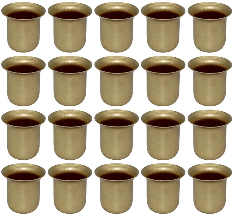 Creative Hobbies Brass Metal Candle Holder Cups - Pack of 20 - Fits Standard Tapered Wax Candles or Votive Pegs - Brass Color Finish - Tabletop Candle Holders for Wedding Occasion - Image 2